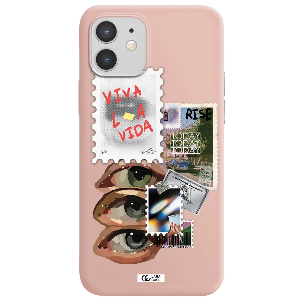 Stamp Apple iPhone 12 Silicone pastel pink Case