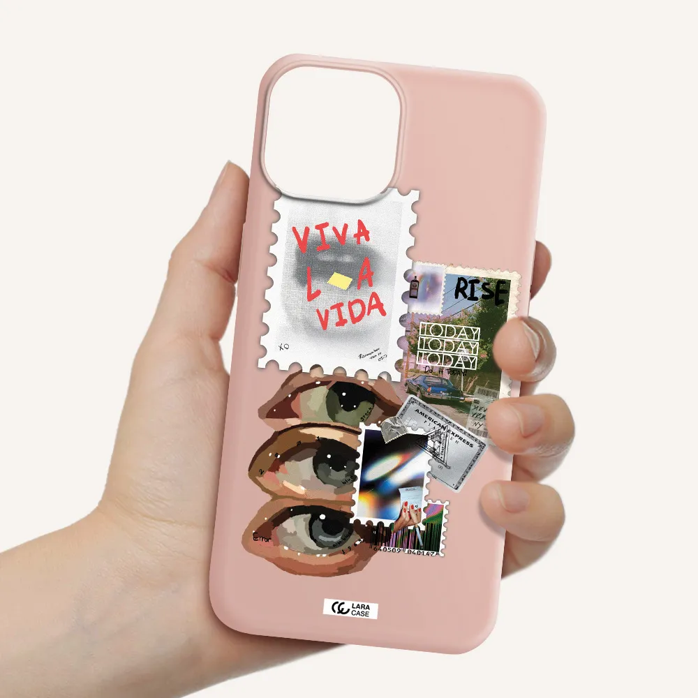 Stamp Apple iPhone 13 Silicone pastel pink Case