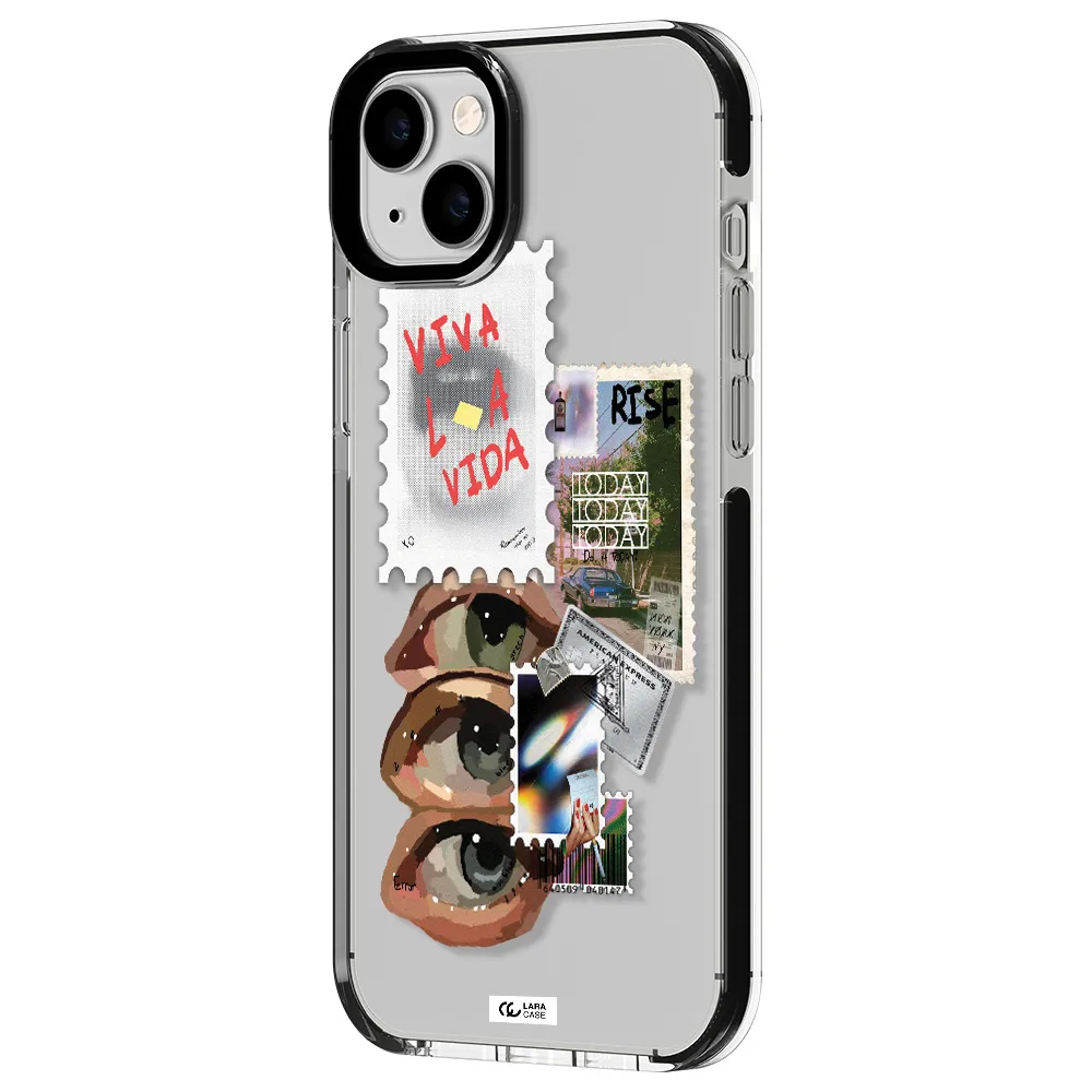 Stamp Apple iPhone 14 plus impact black border Case