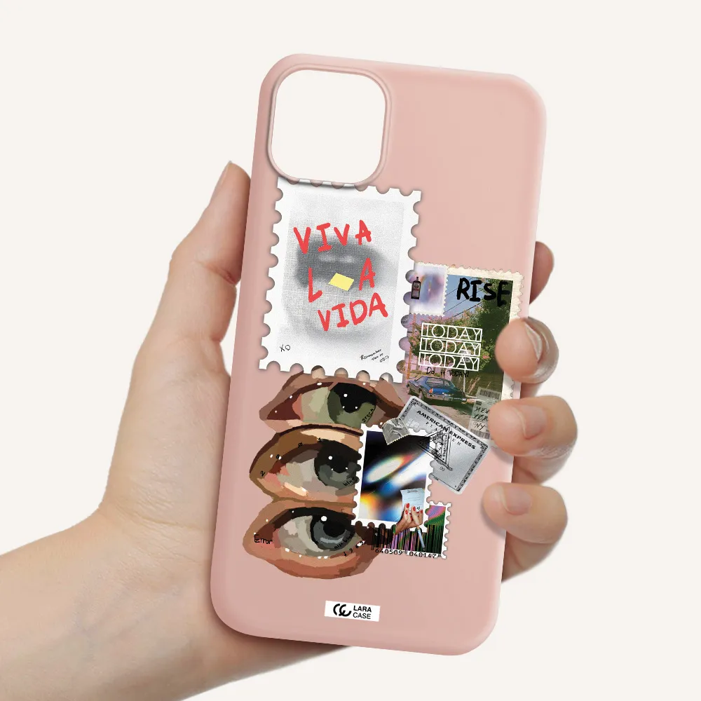 Stamp Apple iPhone 14 plus Silicone pastel pink Case