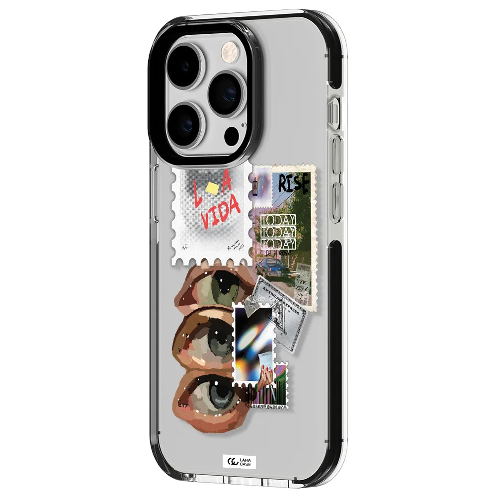 Stamp Apple iPhone 14 pro impact black border Case