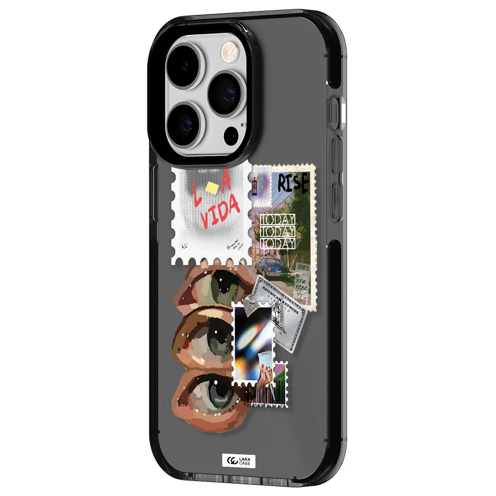 Stamp Apple iPhone 14 pro impact Smoke Black Case