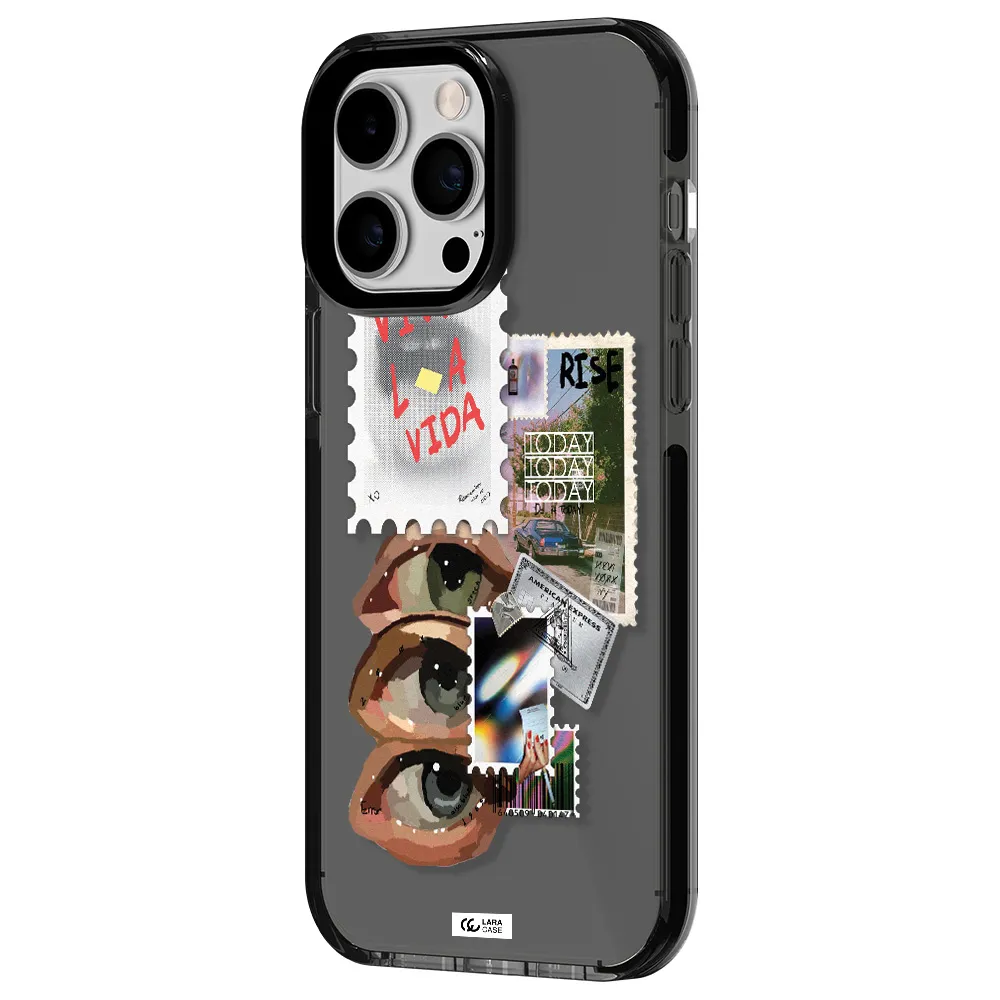 Stamp Apple iPhone 14 pro max impact Smoke Black Case
