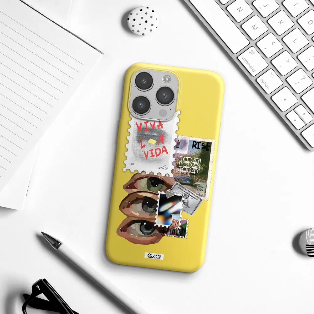 Stamp Apple iPhone 14 pro Silicone canary yellow Case