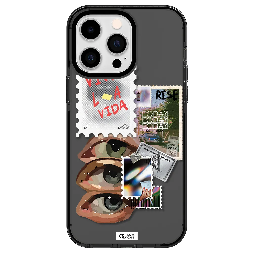 Stamp Apple iPhone 15 Pro impact Smoke Black Case