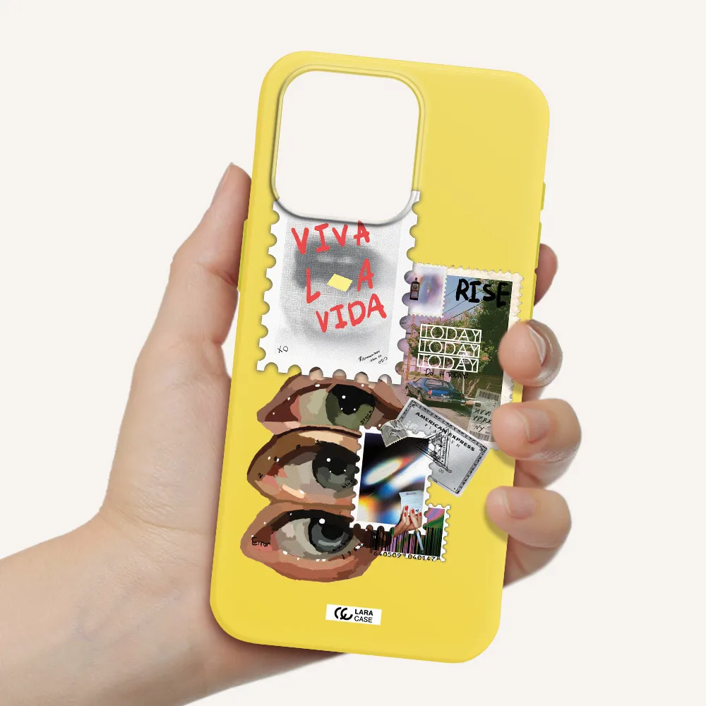 Stamp Apple Iphone 15 Pro max Silicone canary yellow Case