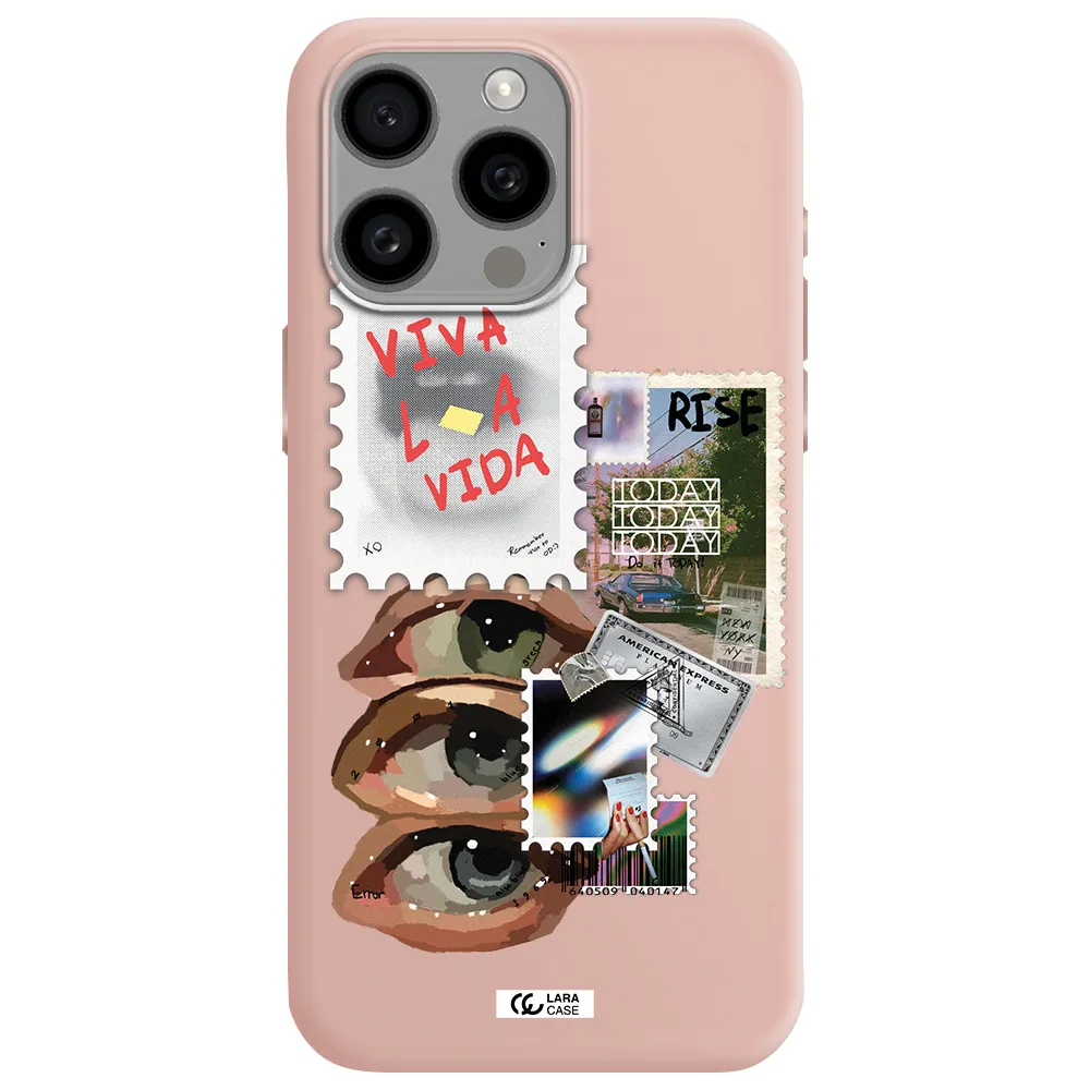 Stamp Apple Iphone 15 Pro max Silicone pastel pink Case