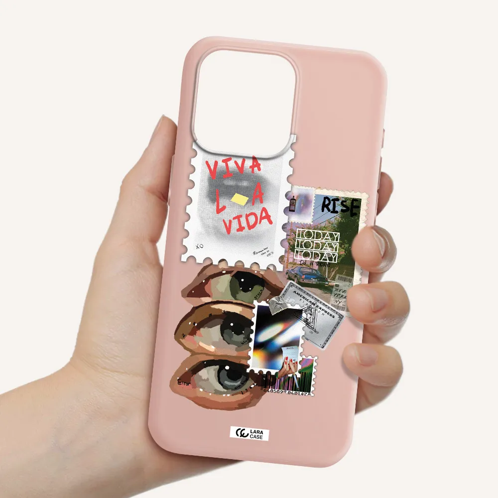 Stamp Apple Iphone 15 Pro max Silicone pastel pink Case