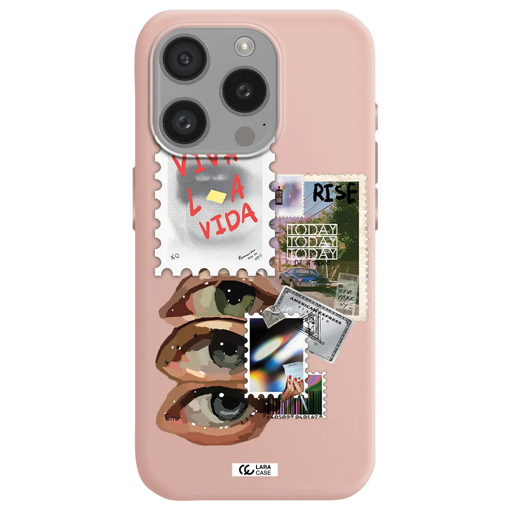 Stamp Apple Iphone 15 Pro Silicone Pastel Pink Case