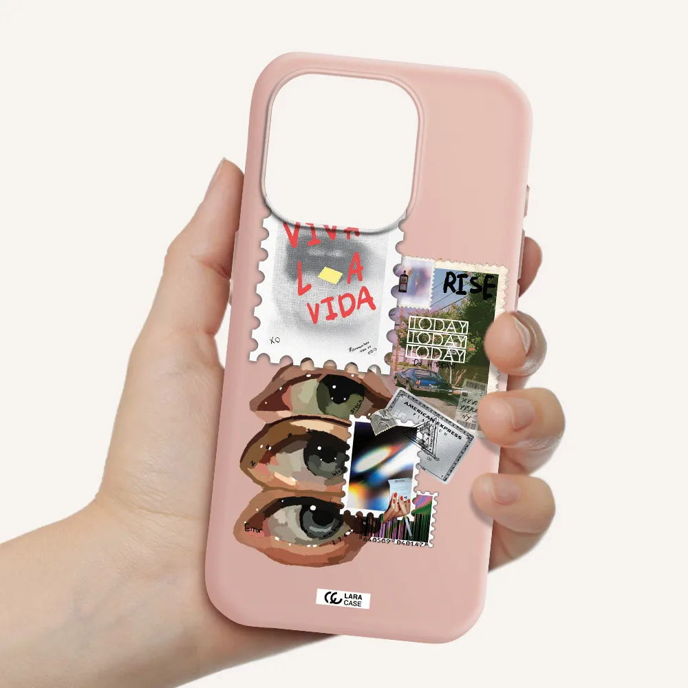 Stamp Apple Iphone 15 Pro Silicone Pastel Pink Case
