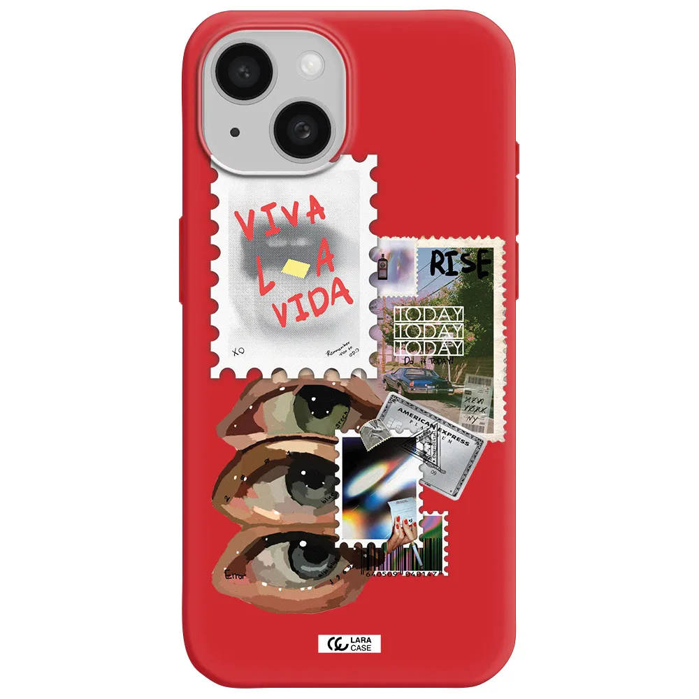 Stamp Apple Iphone 15 Silicone Imperial Red Case