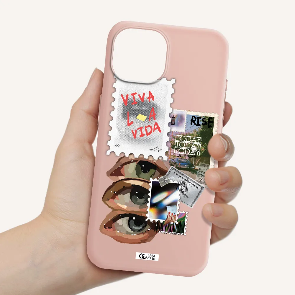 Stamp Apple Iphone 15 Silicone Pastel Pink Case