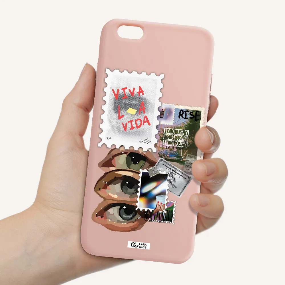 Stamp Apple iPhone 6 s plus Silicone pastel pink Case