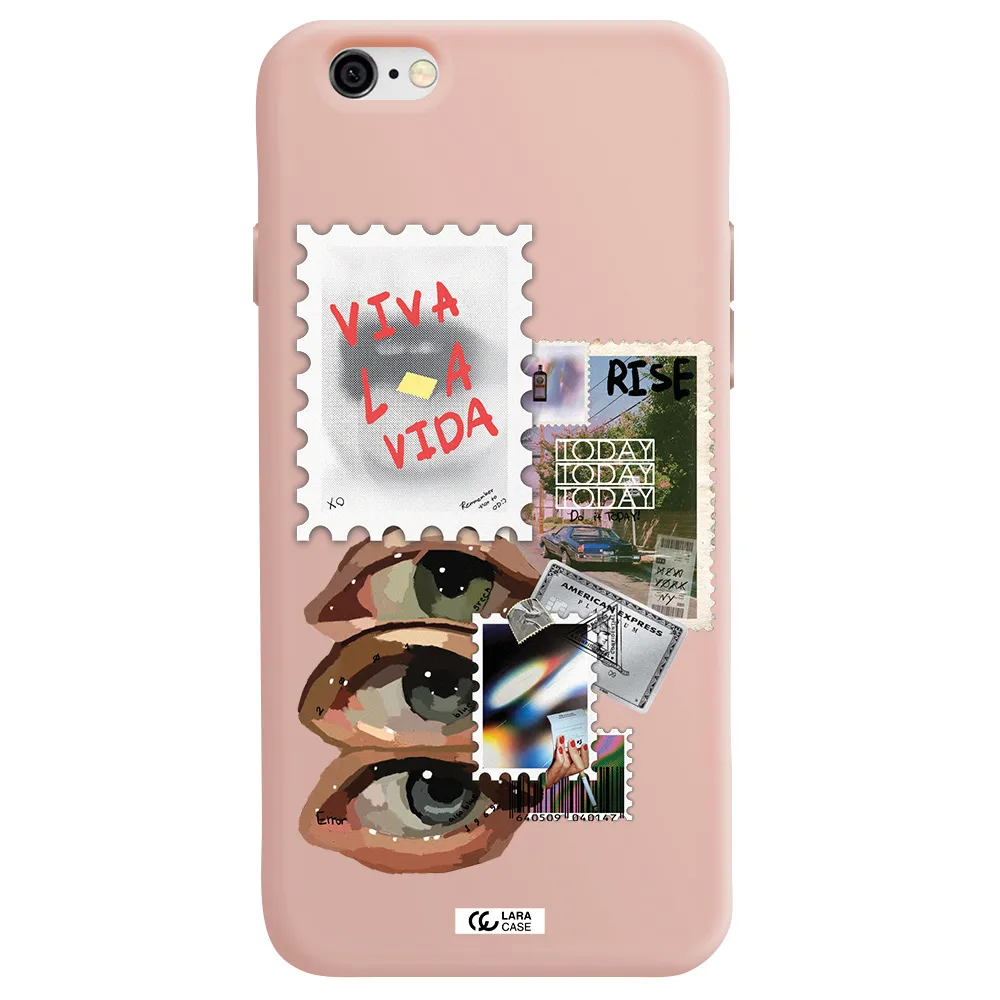 Stamp Apple iPhone 6 Silicone pastel pink Case