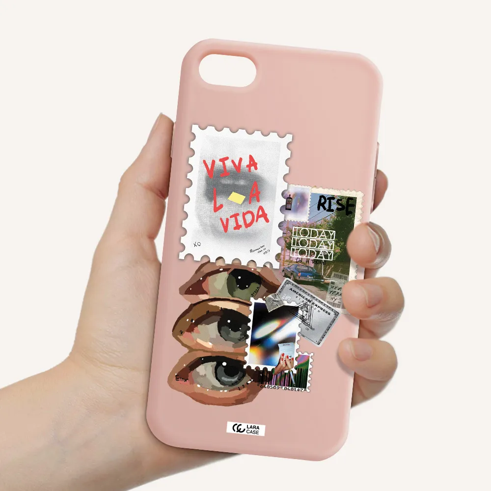 Stamp Apple iPhone 7 Silicone pastel pink Case