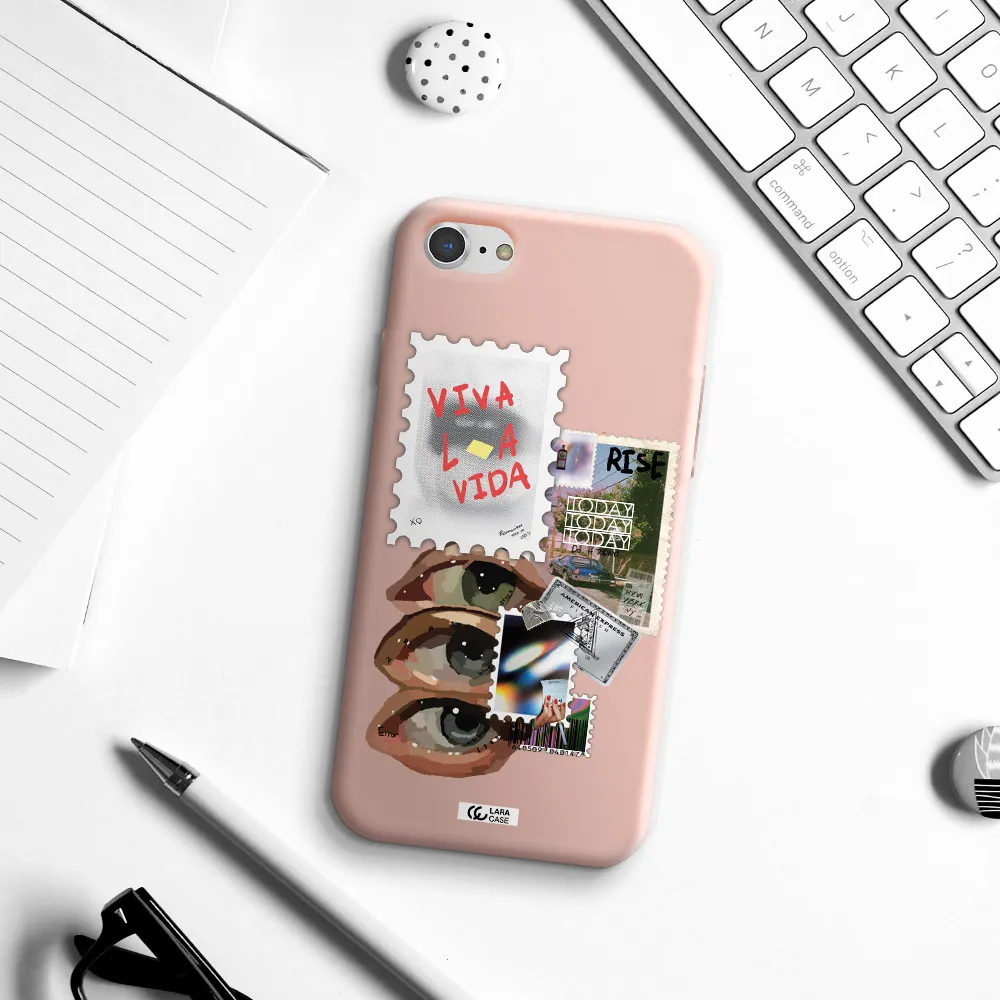 Stamp Apple iPhone 7 Silicone pastel pink Case
