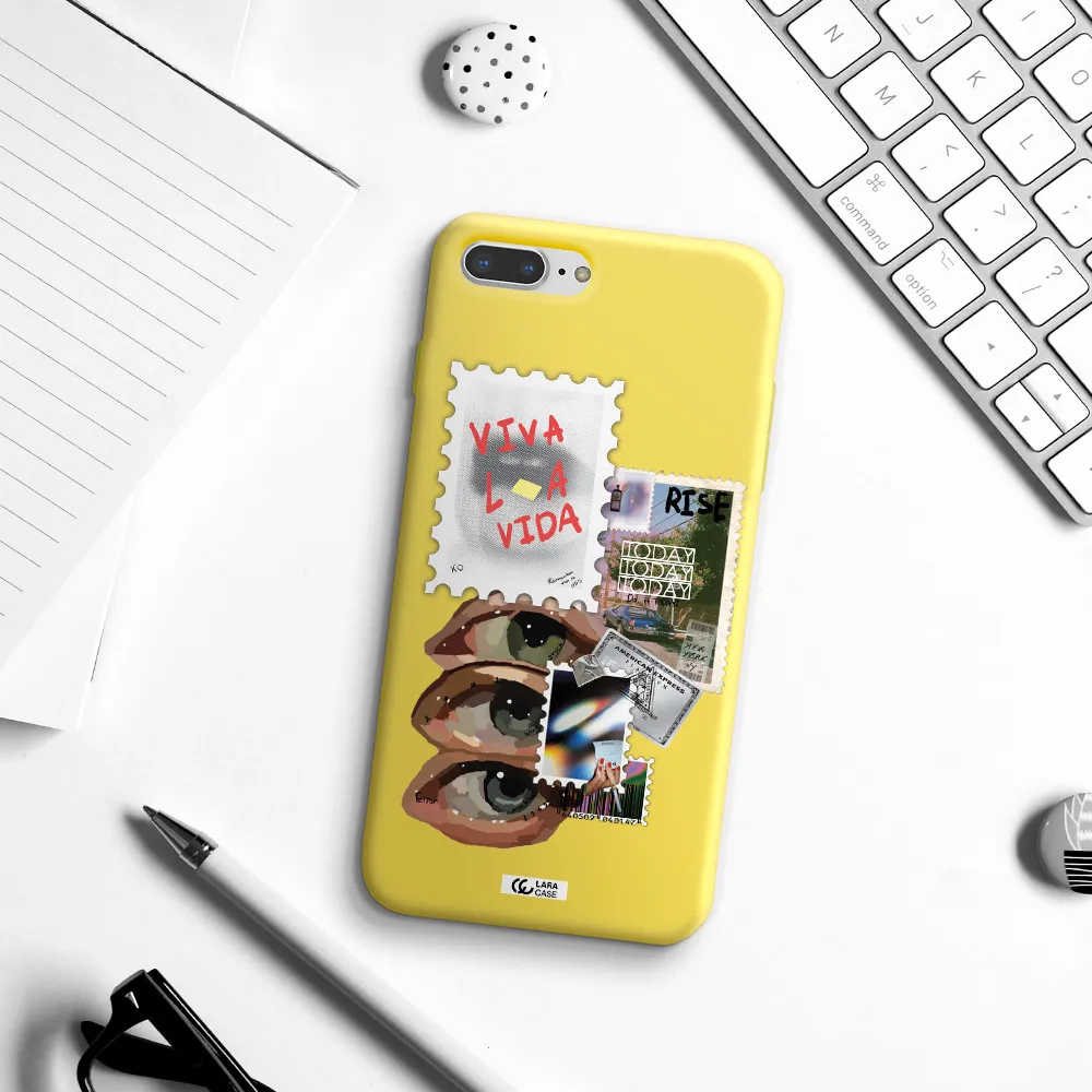Stamp Apple iPhone 8 plus Silicone canary yellow Case