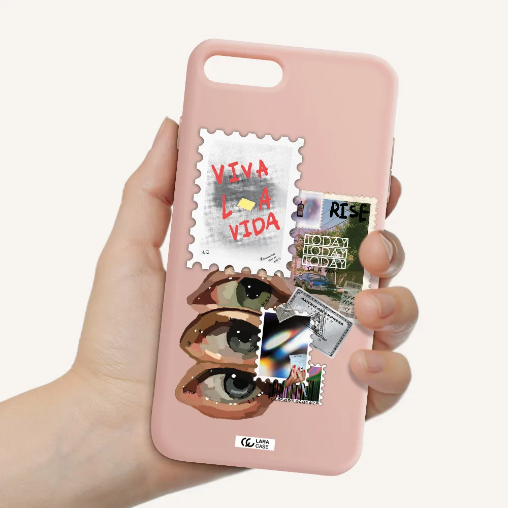 Stamp Apple iPhone 8 plus Silicone pastel pink Case