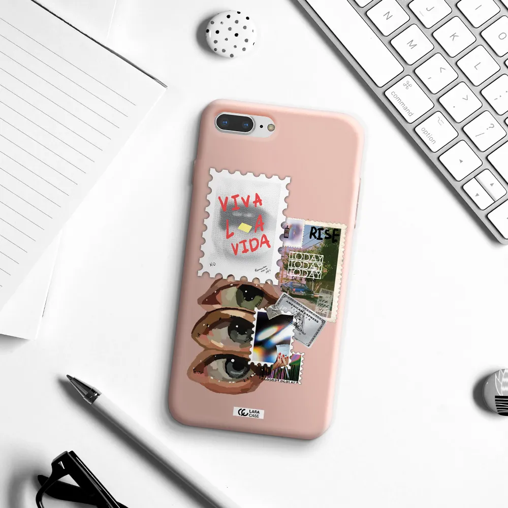 Stamp Apple iPhone 8 plus Silicone pastel pink Case