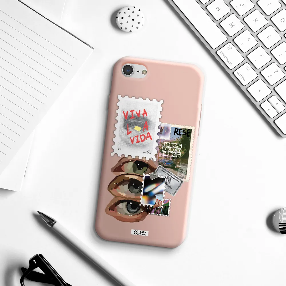 Stamp Apple iPhone 8 Silicone pastel pink Case