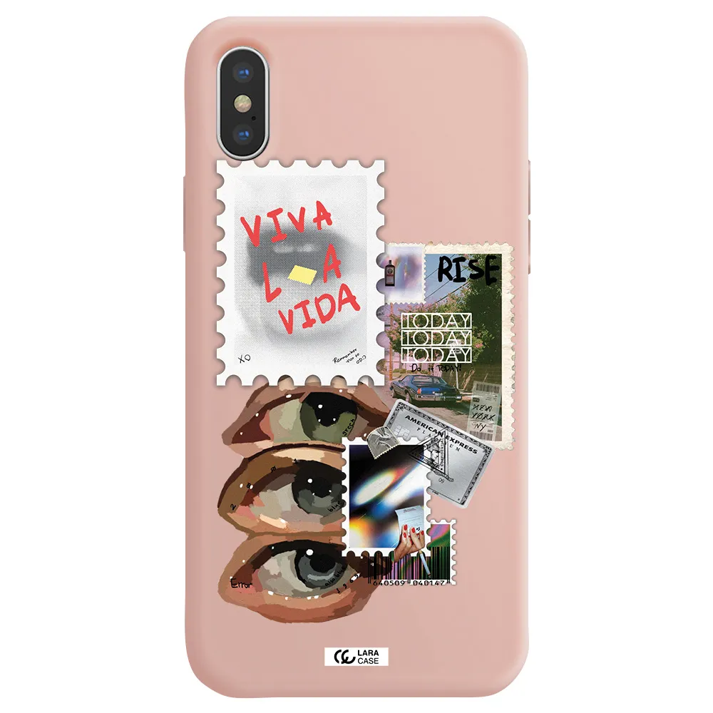 Stamp Apple iPhone X Silicone pastel pink Case