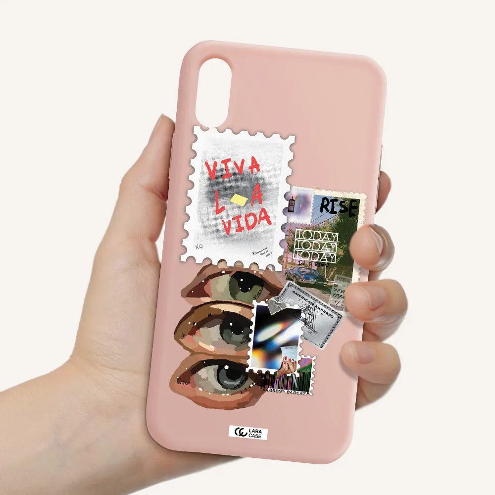 Stamp Apple iPhone X Silicone pastel pink Case