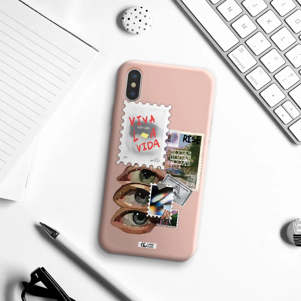 Stamp Apple iPhone X Silicone pastel pink Case