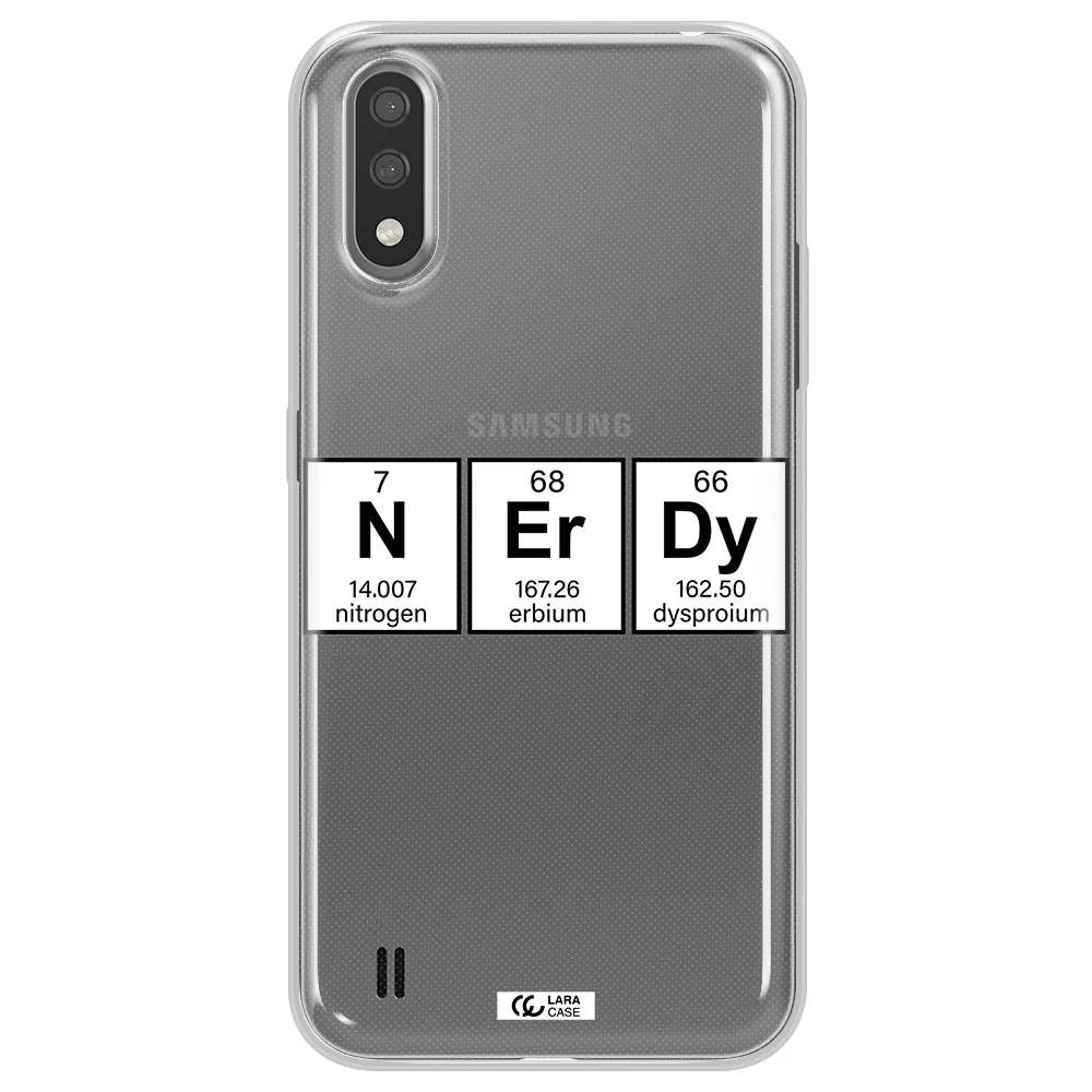 Nerdy Chemical Samsung A01 Clear TPU Case