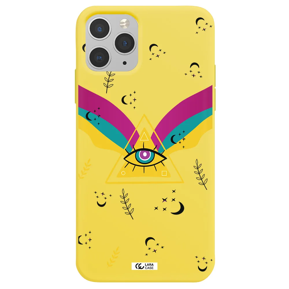 One-Eyed Pyramid Apple iPhone 11 pro max Silicone canary yellow Case
