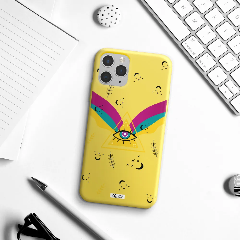 One-Eyed Pyramid Apple iPhone 11 pro max Silicone canary yellow Case