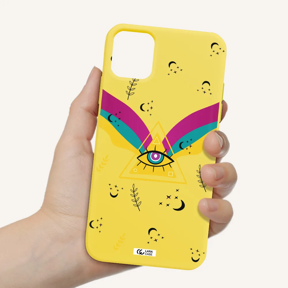 One-Eyed Pyramid Apple iPhone 11 Silicone canary yellow Case