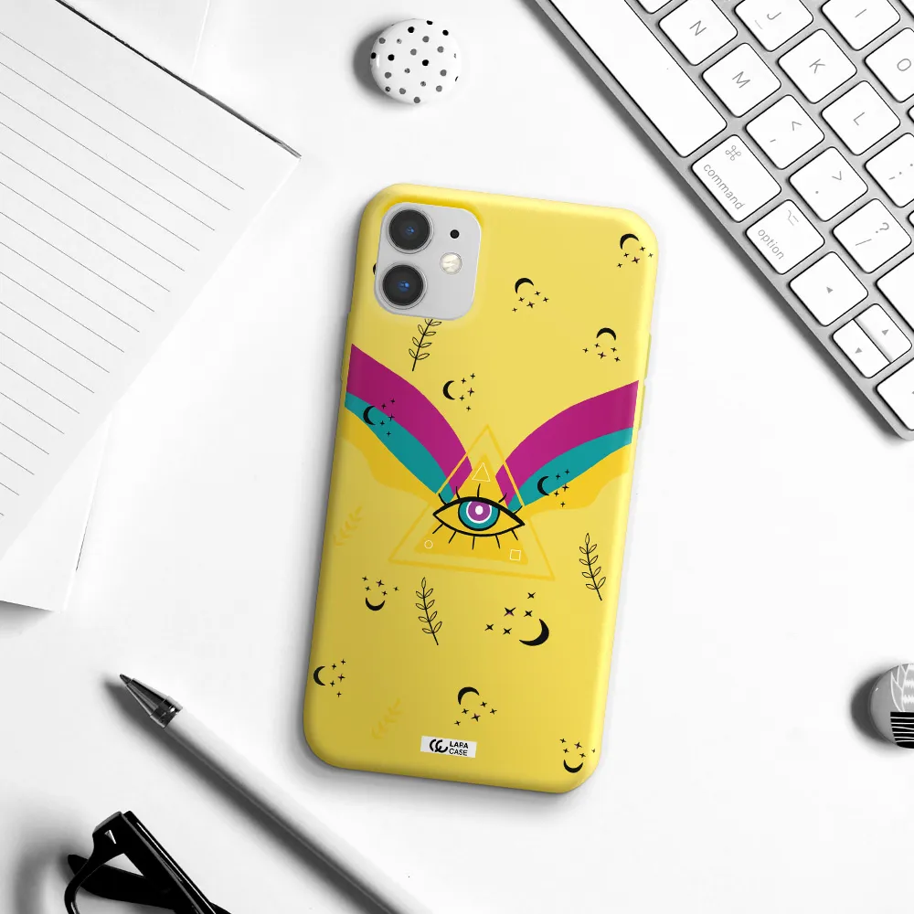 One-Eyed Pyramid Apple iPhone 11 Silicone canary yellow Case