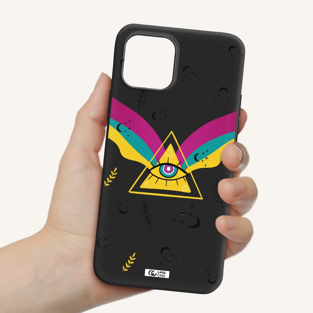 One-Eyed Pyramid Apple iPhone 12 Silicone black Case