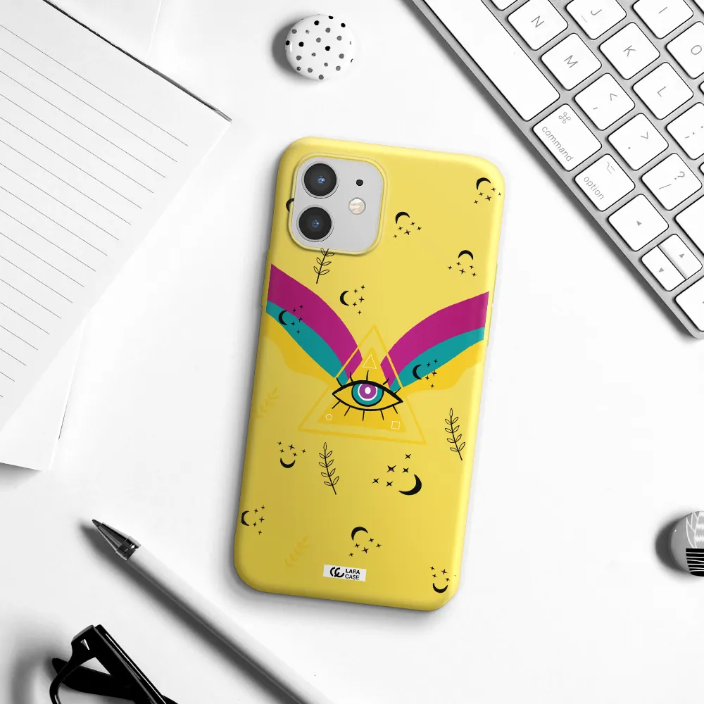 One-Eyed Pyramid Apple iPhone 12 Silicone canary yellow Case