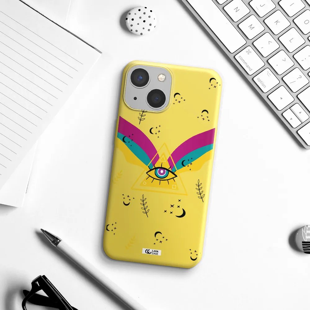 One-Eyed Pyramid Apple iPhone 13 mini Silicone canary yellow Case