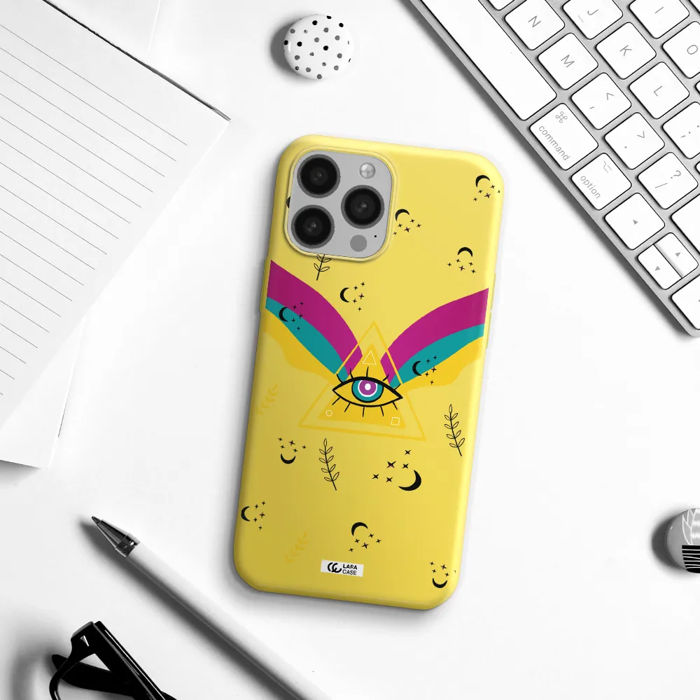 One-Eyed Pyramid Apple iPhone 13 Pro Max Silicone canary yellow Case