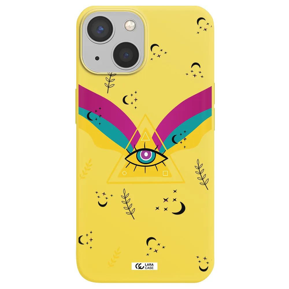 One-Eyed Pyramid Apple iPhone 13 Silicone canary yellow Case