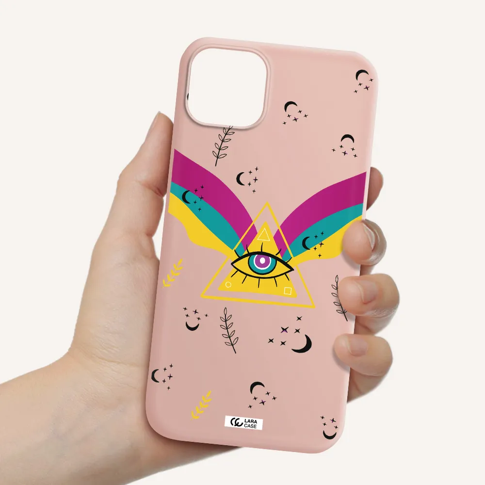 One-Eyed Pyramid Apple iPhone 14 plus Silicone pastel pink Case