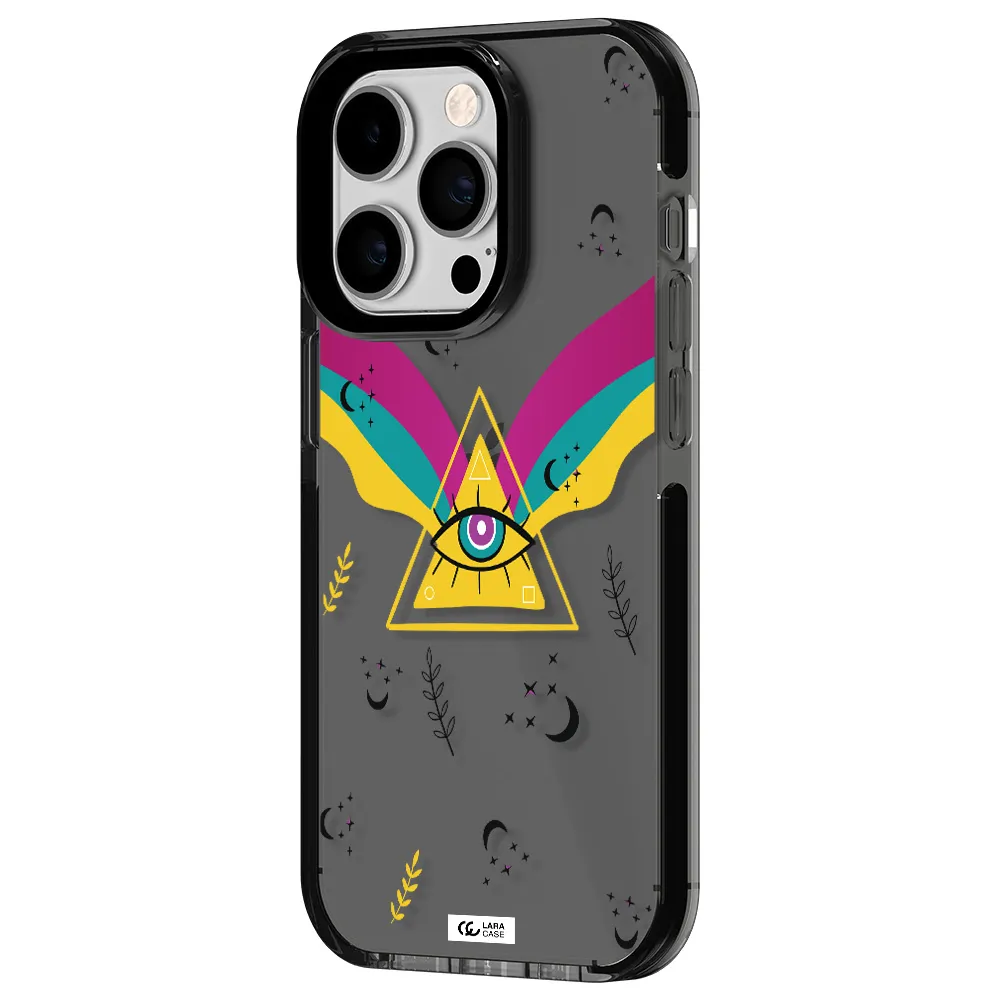 One-Eyed Pyramid Apple iPhone 14 pro impact Smoke Black Case