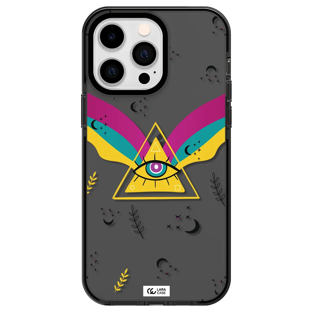 One-Eyed Pyramid Apple iPhone 14 pro max impact Smoke Black Case