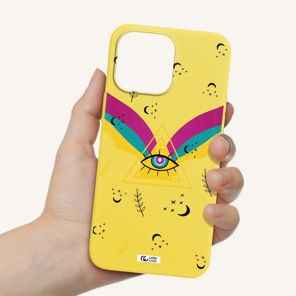 One-Eyed Pyramid Apple iPhone 14 pro max Silicone canary yellow Case
