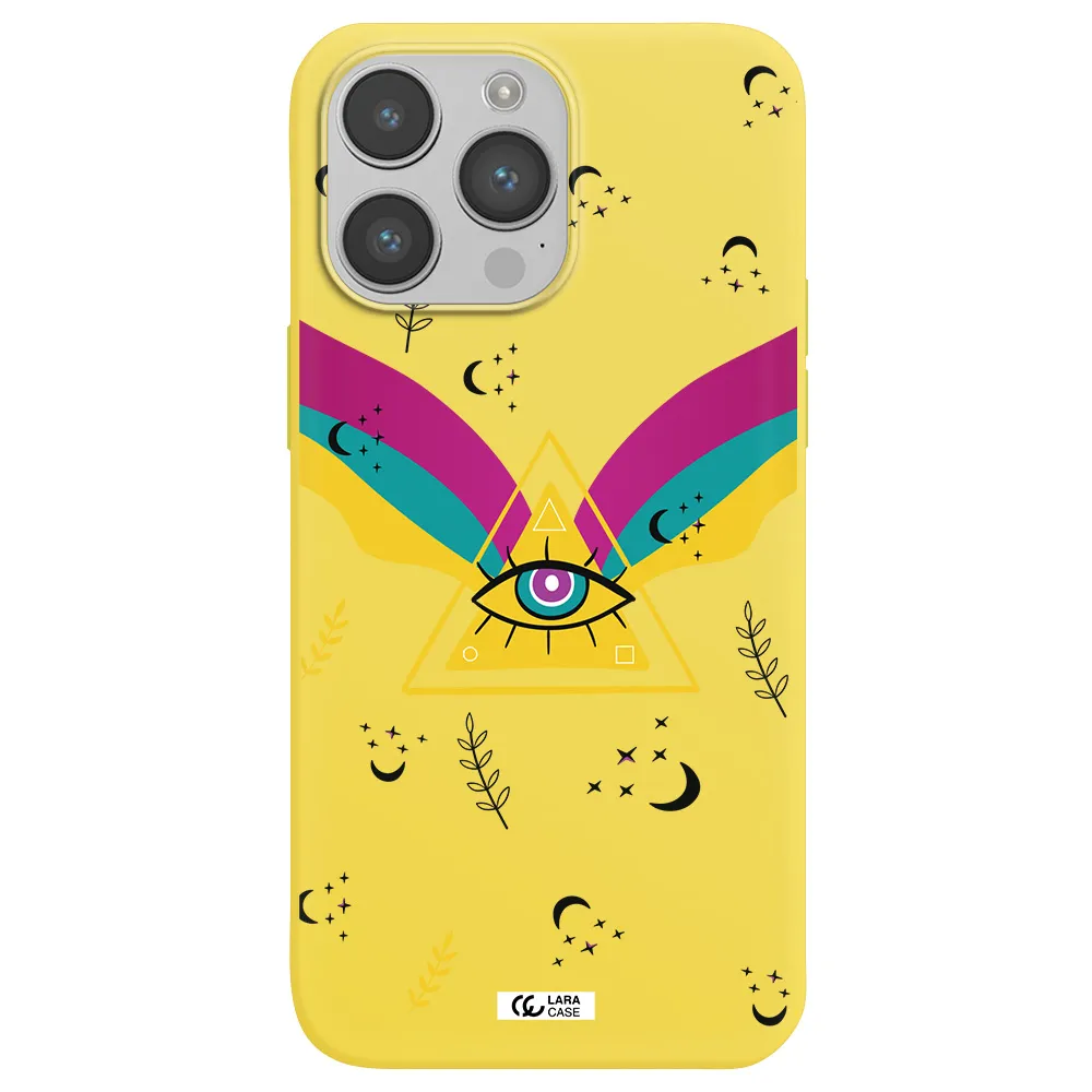 One-Eyed Pyramid Apple iPhone 14 pro Silicone canary yellow Case