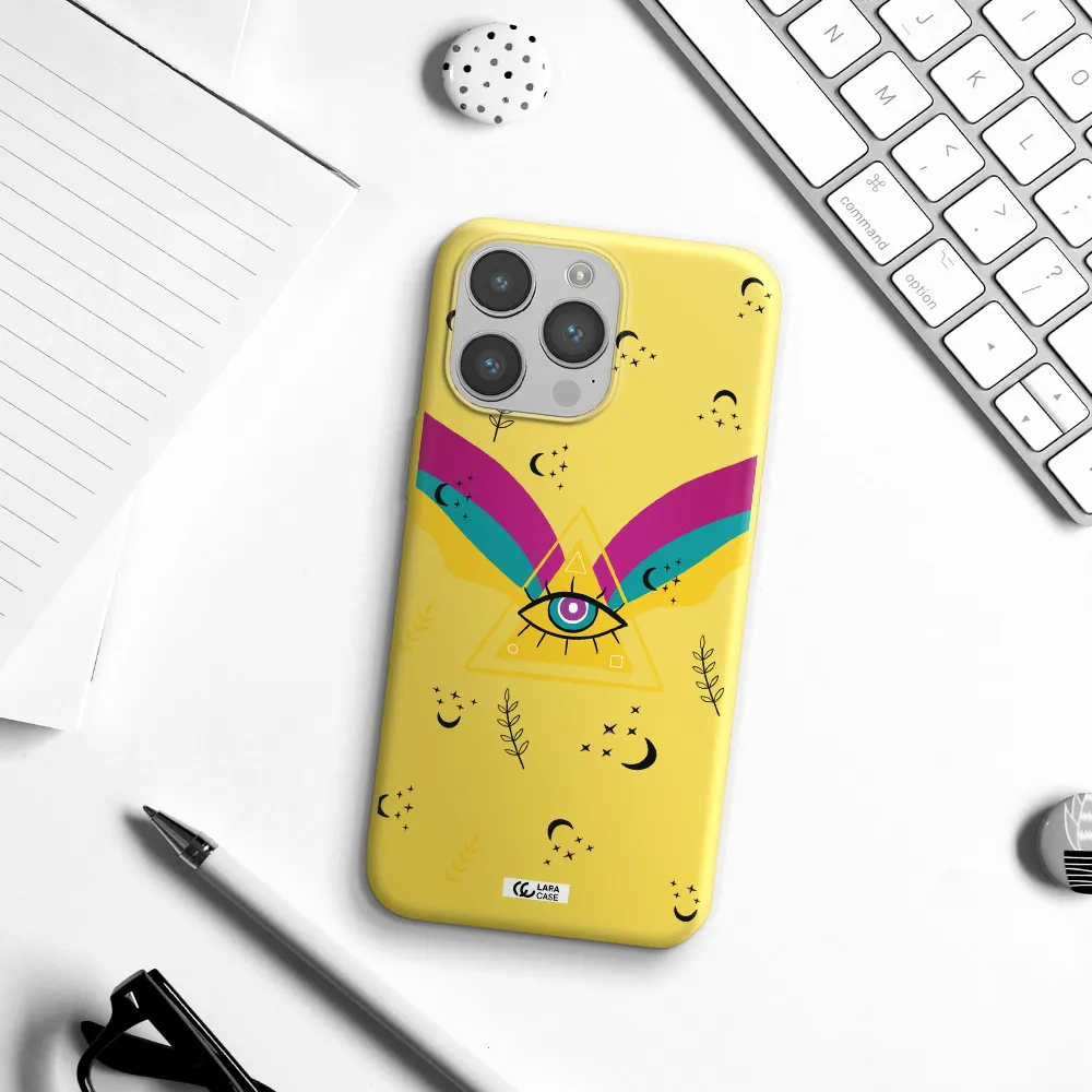 One-Eyed Pyramid Apple iPhone 14 pro Silicone canary yellow Case