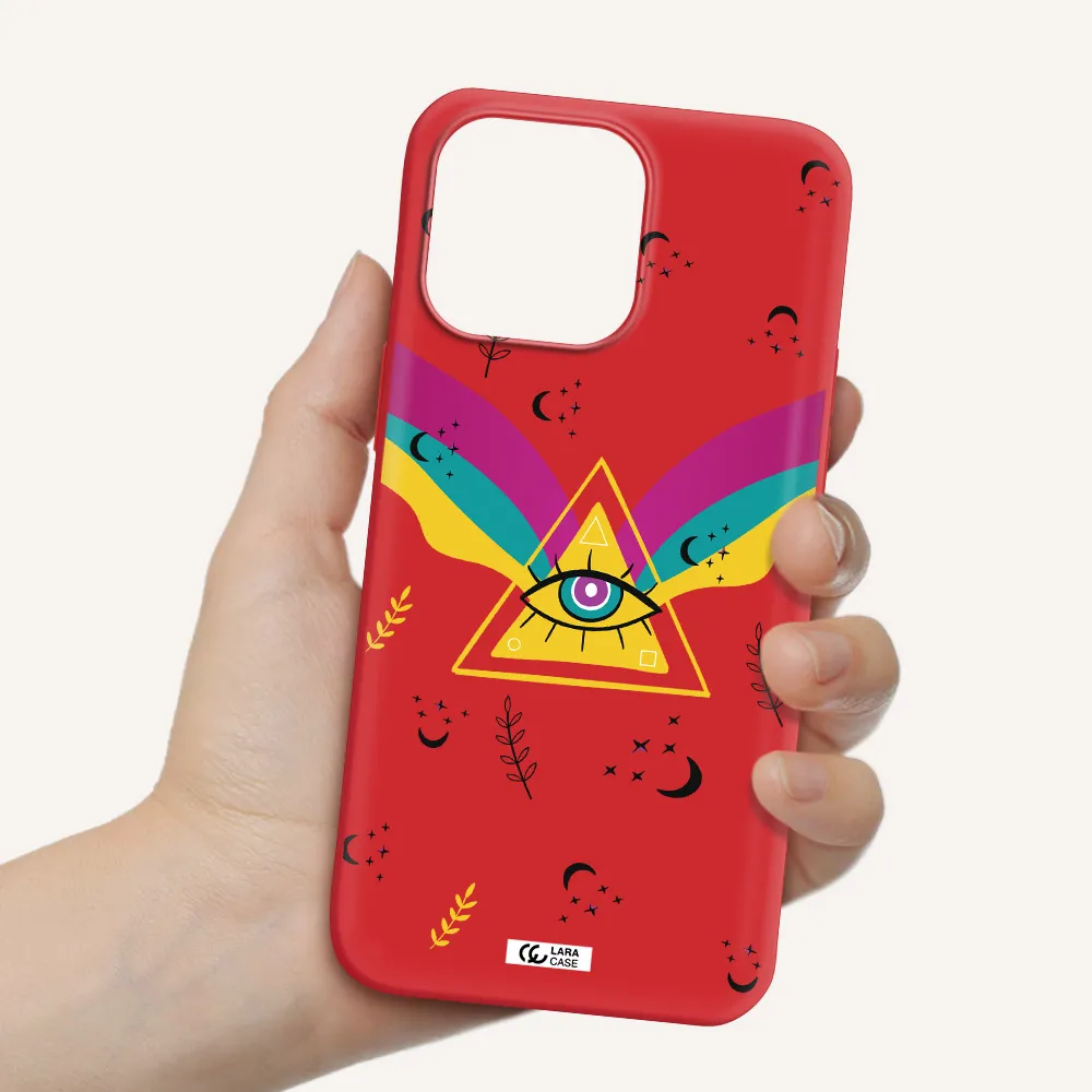 One-Eyed Pyramid Apple iPhone 14 pro Silicone Imperial Red Case