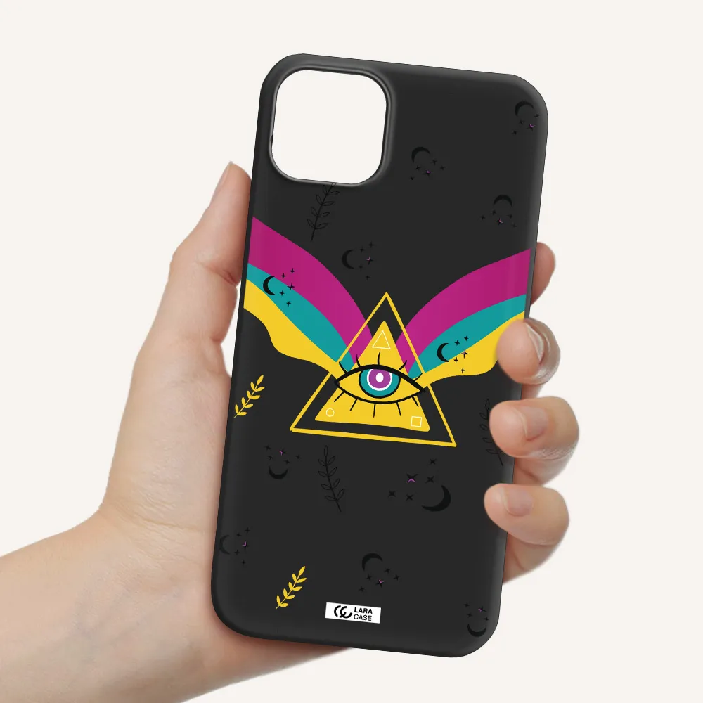One-Eyed Pyramid Apple iPhone 14 Silicone black Case