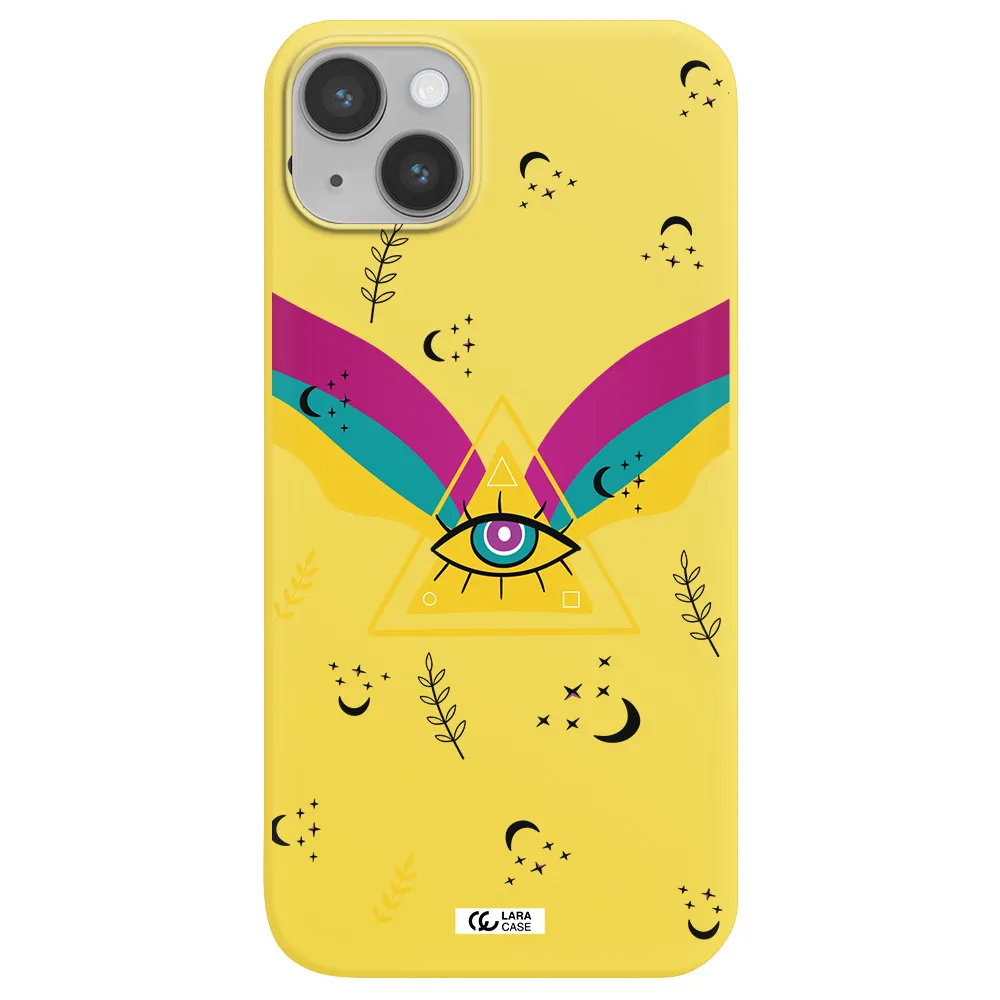 One-Eyed Pyramid Apple iPhone 14 Silicone canary yellow Case