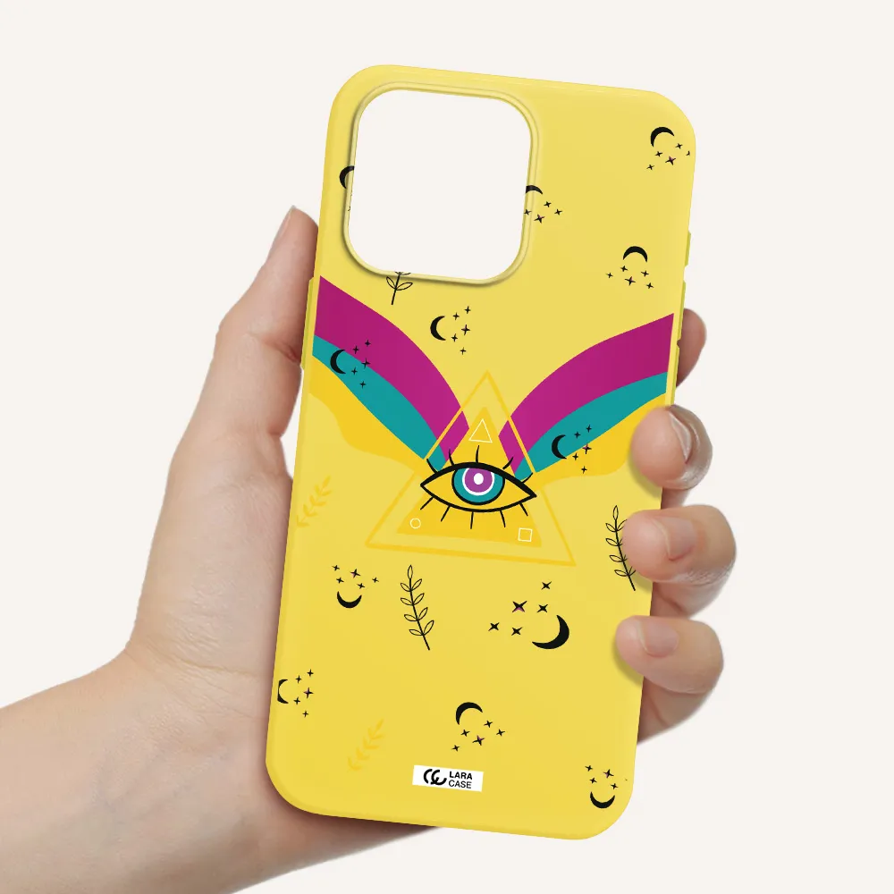 One-Eyed Pyramid Apple Iphone 15 Pro max Silicone canary yellow Case