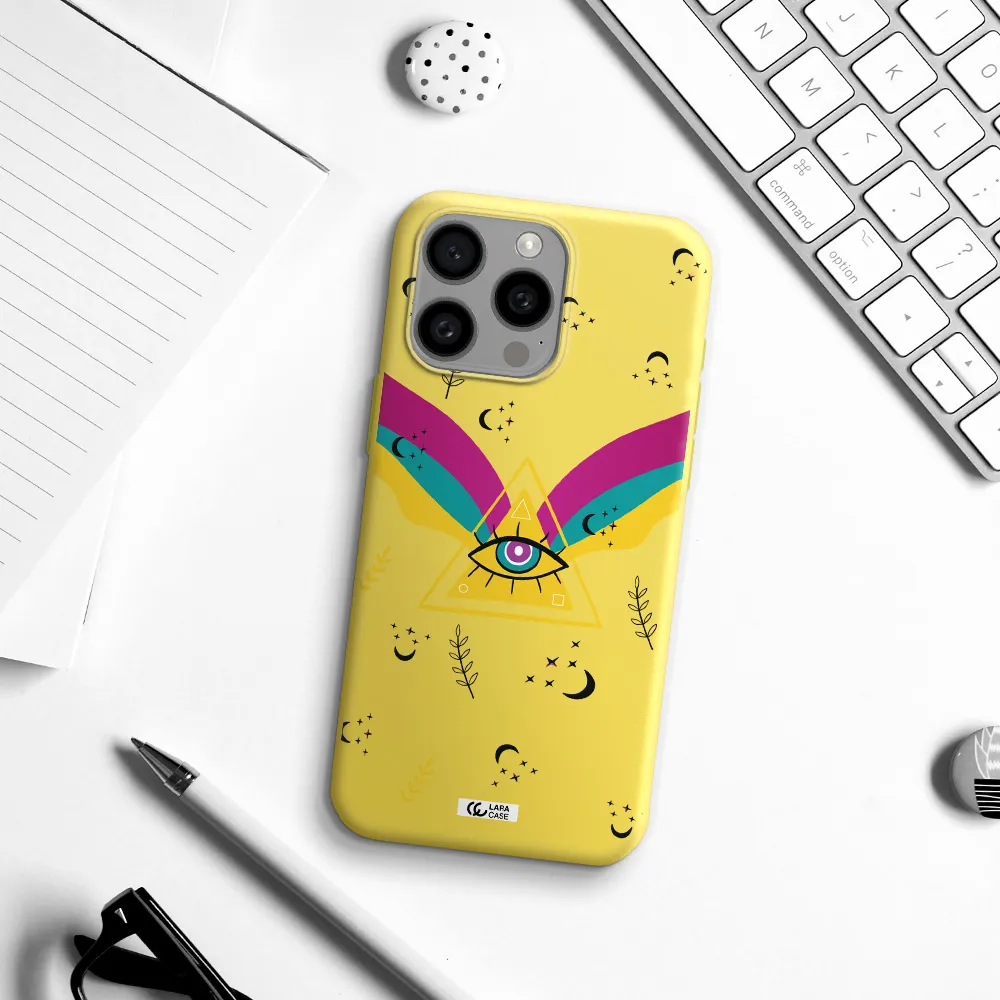 One-Eyed Pyramid Apple Iphone 15 Pro max Silicone canary yellow Case