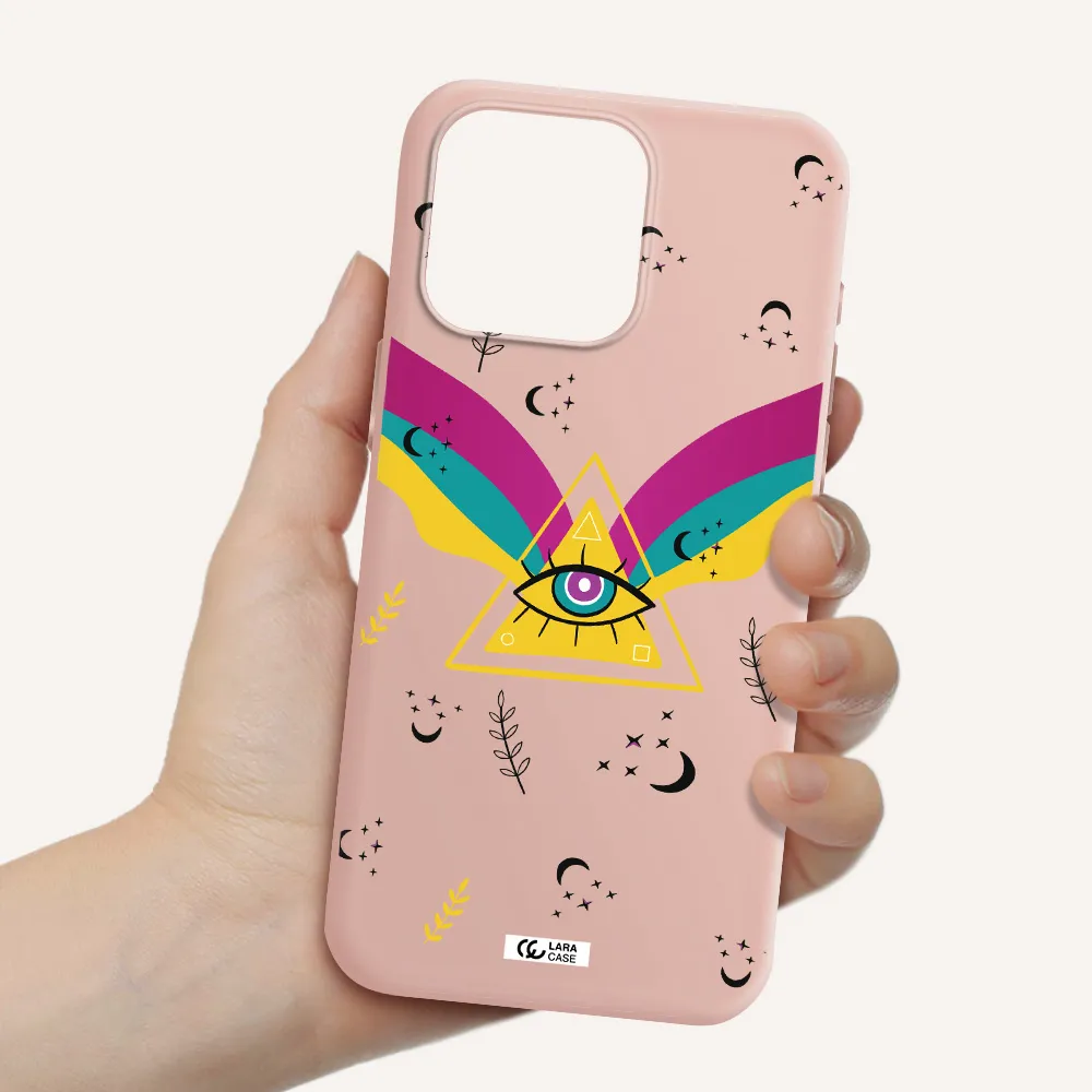 One-Eyed Pyramid Apple Iphone 15 Pro max Silicone pastel pink Case