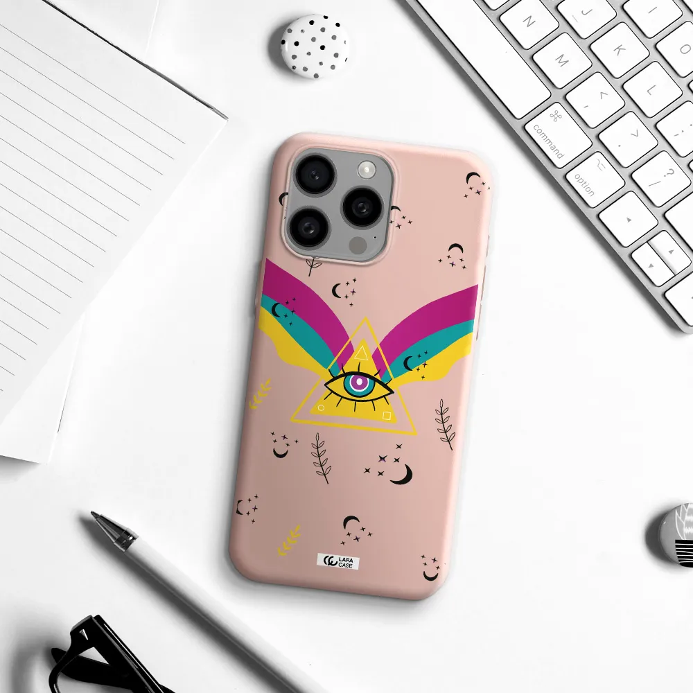 One-Eyed Pyramid Apple Iphone 15 Pro max Silicone pastel pink Case